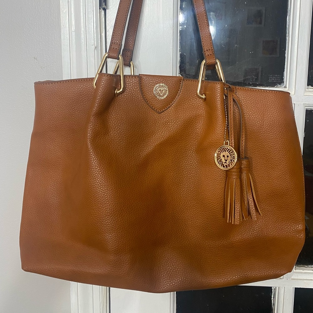 Anne Klein Tan Tote with Gold Accents - Picture 2 of 12